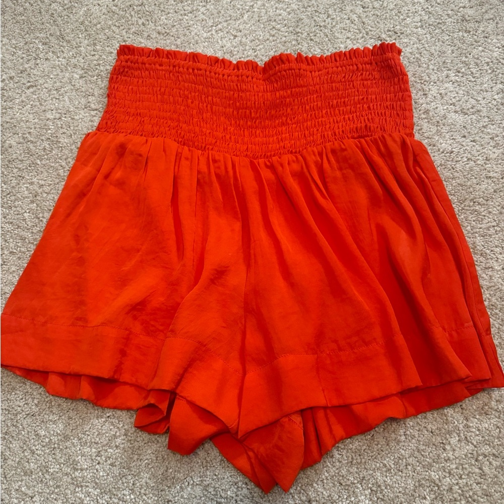Women's Orange High-Waisted Shorts